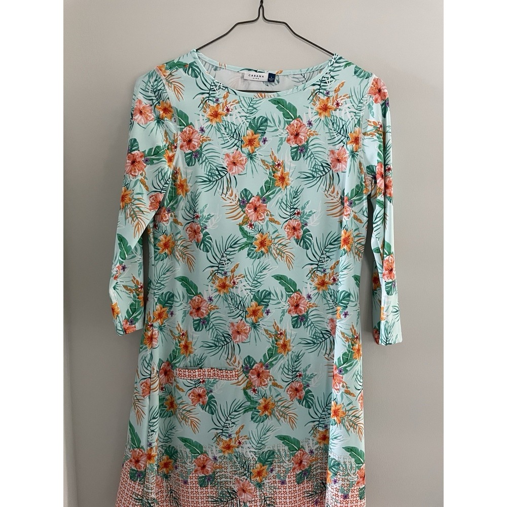 Cabana Life Coastal Shift Ladies Size L  Tropical Dress SPF 50 NWOT